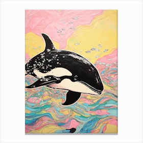 Pastel Crayon Underwater Orca Whale Drawing 1 Canvas Print