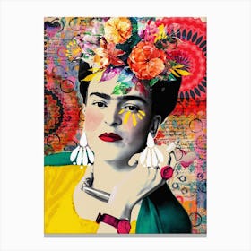 Frida Collage Portrait Canvas Print