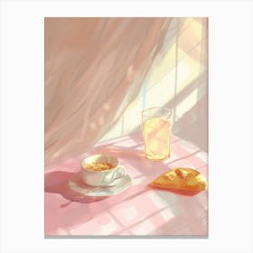 Pink Breakfast Food Pita Bread 1 Canvas Print