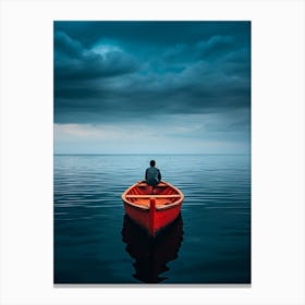 Man In A Boat Canvas Print