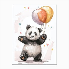 Giant Panda Holding Balloons Storybook Illustration 4 Canvas Print