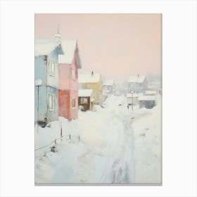 Dreamy Winter Painting Reykjavik Iceland 1 Canvas Print