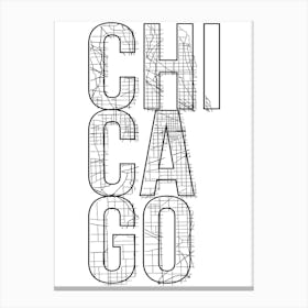 Chicago Street Map Typography Canvas Print