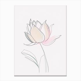 Lotus Floral Minimal Line Drawing 1 Flower Canvas Print