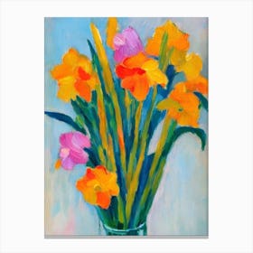 Daffodil Floral Abstract Block Colour 2 Flower Canvas Print