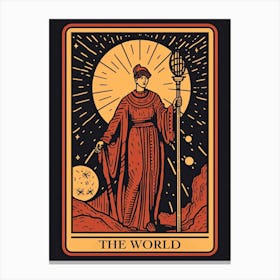 The World Tarot Card, Vintage 2 Canvas Print