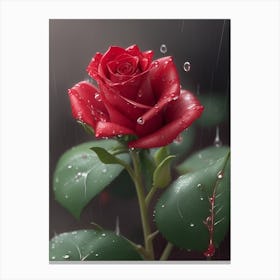 Red Roses At Rainy With Water Droplets Vertical Composition 70 Canvas Print