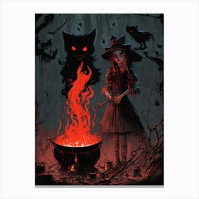 Witch Girls Magical Cauldron Brew Canvas Print