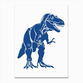 Blue T Rex Block Colour Canvas Print