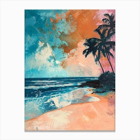 Retro Beach Scene 7 Canvas Print