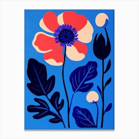 Blue Flower Illustration Poppy 4 Canvas Print