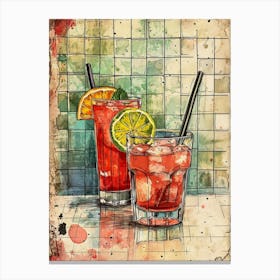 Cocktail Selection Paint Splash Watercolour Canvas Print