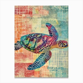 Colourful Scrapbook Inspired Sea Turtle 2 Canvas Print