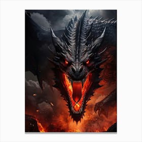 Red Dragon Mid Glare Radiating Intense Power Scales Catching Light Imposing Stance Clenched Jaws Canvas Print