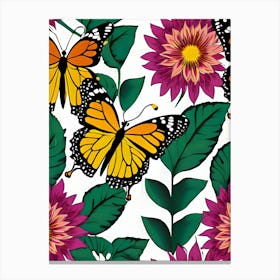 Seamless Pattern With Butterflies 6 Canvas Print