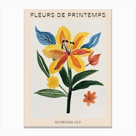 Spring Floral French Poster  Gloriosa Lily 3 Canvas Print