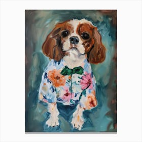Animal Party: Crumpled Cute Critters with Cocktails and Cigars King Charles Spaniel Canvas Print