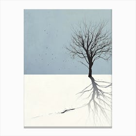 Tree In The Snow, Minimalism 2 Canvas Print