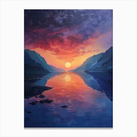 Sunset Over Lake Canvas Print