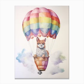 Baby Llama In A Hot Air Balloon Canvas Print