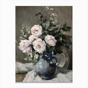 Roses In A Blue Vase Canvas Print