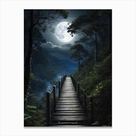 Full Moon Over The Forest Canvas Print