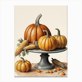 Holiday Illustration With Pumpkins, Corn, And Vegetables (9) Canvas Print