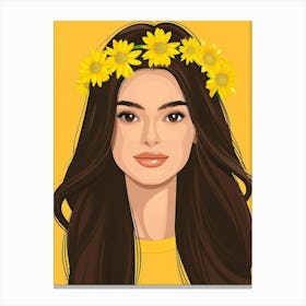 Portrait Of A Girl With Flowers 1 Canvas Print