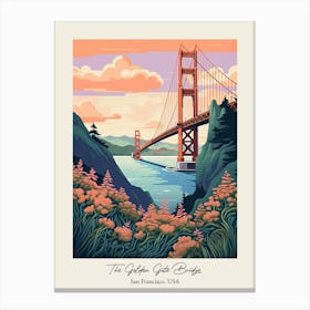 The Golden Gate Bridge   San Francisco, Usa   Cute Botanical Illustration Travel 0 Poster Canvas Print