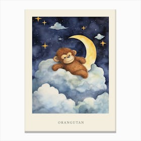 Baby Orangutan 4 Sleeping In The Clouds Nursery Poster Canvas Print