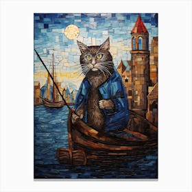 Cat On A Boat As A Medieval Sailor Canvas Print