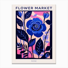 Blue Flower Market Poster Rose 4 Canvas Print