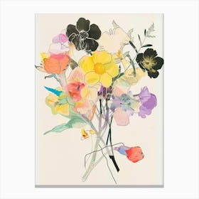 Evening Primrose 1 Collage Flower Bouquet Canvas Print