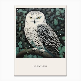 Ohara Koson Inspired Bird Painting Snowy Owl 3 Poster Canvas Print