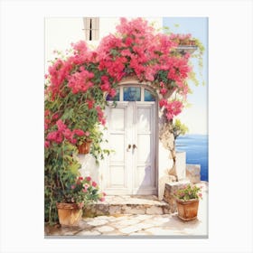Amalfi, Italy   Mediterranean Doors Watercolour Painting 8 Canvas Print