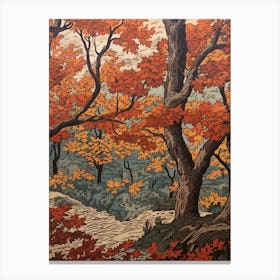 Beech Vintage Autumn Tree Print  Canvas Print