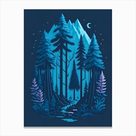 A Fantasy Forest At Night In Blue Theme 53 Canvas Print