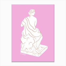 Happy Statue White In Pink Canvas Print