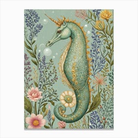 Unicorn Seahorse In Pastel Canvas Print