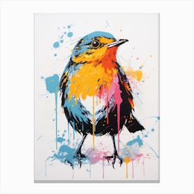 Andy Warhol Style Bird Robin 1 Canvas Print