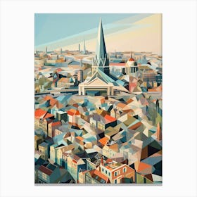 Antwerp, Belgium, Geometric Illustration 2 Canvas Print