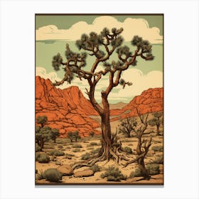  Retro Illustration Of A Joshua Trees In Grand Canyon 1 Canvas Print