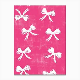 Pink And White Bows 3 Pattern Canvas Print