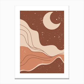 Moon And Waves Wall prints Canvas Print