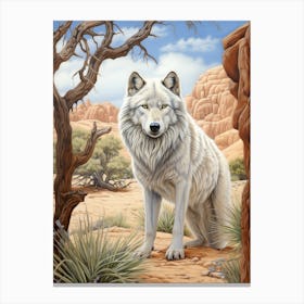 Tundra Wolf Desert Scenery 3 Canvas Print
