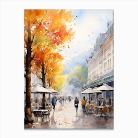Geneva Switzerland In Autumn Fall, Watercolour 3 Canvas Print