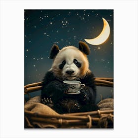 Panda Bear In A Basket Canvas Print