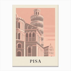 Pisa Vintage Pink Italy Poster Canvas Print