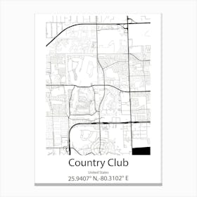 Country Club Hills,United States Minimalist Map Canvas Print