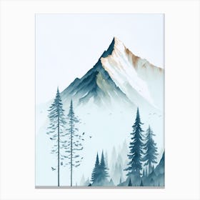Mountain And Forest In Minimalist Watercolor Vertical Composition 91 Canvas Print
